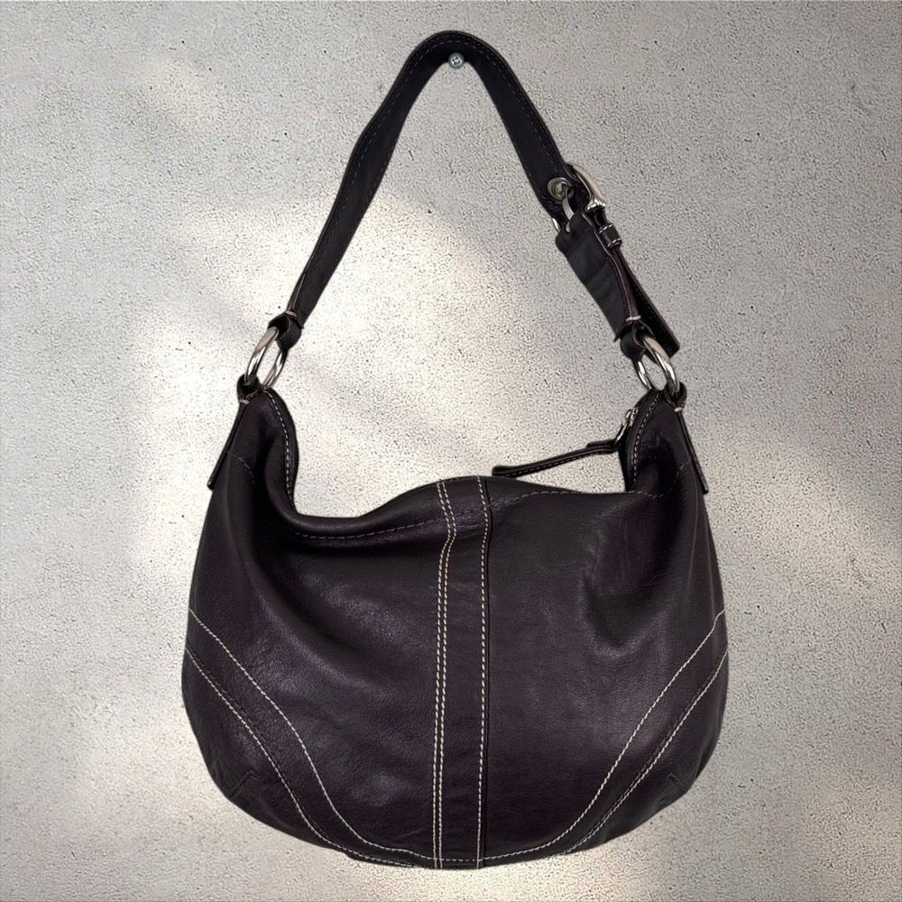 Vtg Y2K Coach Soho Leather Hobo Shoulder Bag‎ F10908 Dark Brown